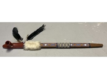 Handcrafted Modern American Indian Wooden Beaded Smoking Stick