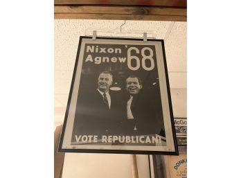 Vintage Nixon Political Advertising Poster Framed