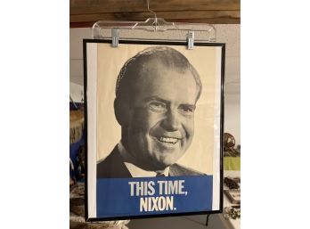 Original 1968 This Time Nixon For President Advertising Campaign Poster Framed