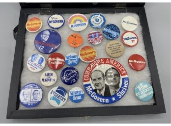 McGovern Presidential Campaign Pins With Display Case