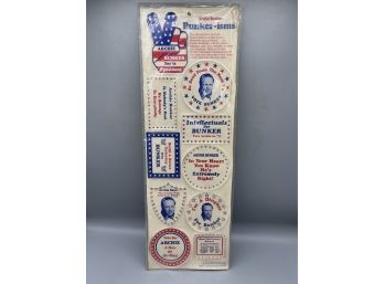 Vintage 1972 Tandem Productions Archie Bunker Political Stickers - Sealed