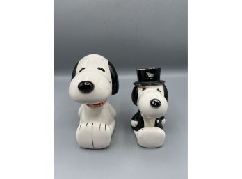 Vintage Snoopy United Feature Syndicate Ceramic Coin Banks - 2 Total