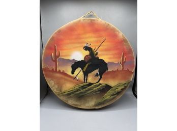Hand Painted Modern American Indian Leather Drum
