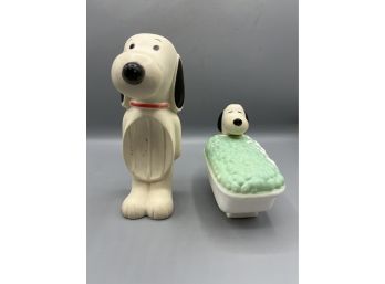 Avon Snoopy Soap / Bubblebath Plastic/rubber Holders - 2 Total