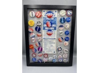 McGovern 1970s Presidential Campaign Pins With Display Case