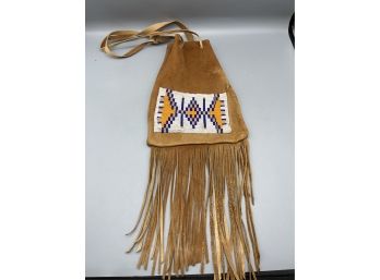 Handcrafted Modern Indian Leather Beaded Medicine Bag