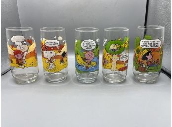 Camp Snoopy Collection 1968 Collector Glasses - 5 Total