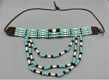 Modern Indian Handcrafted Leather Beaded Necklace