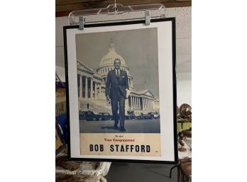 Rare Vintage Bob Stafford Political Advertising Poster Framed
