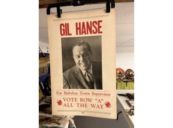 Vintage Gil Hanse Babylon Long Island Town Supervisor Campaign Poster