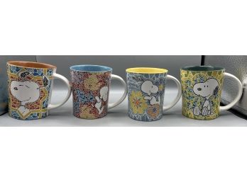 Gibson Home Snoopy Pattern Ceramic Mugs - 4 Total