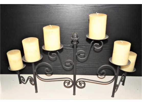 Metal Fireplace Candle Holder With 6 Candles