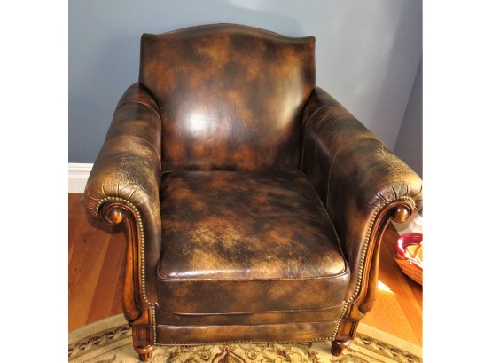 Bradington Young Brown Leather Armchair With Nailhead Trim