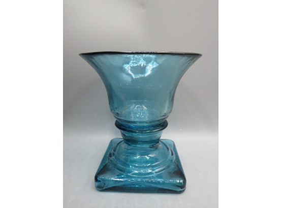 Blue Glass Footed Vase