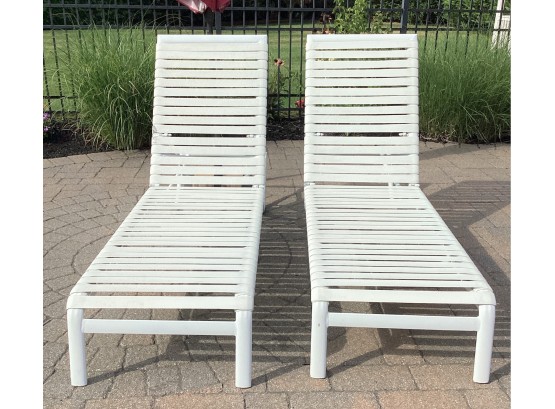 White Adjustable Outdoor Lounge Chairs - Set Of 2