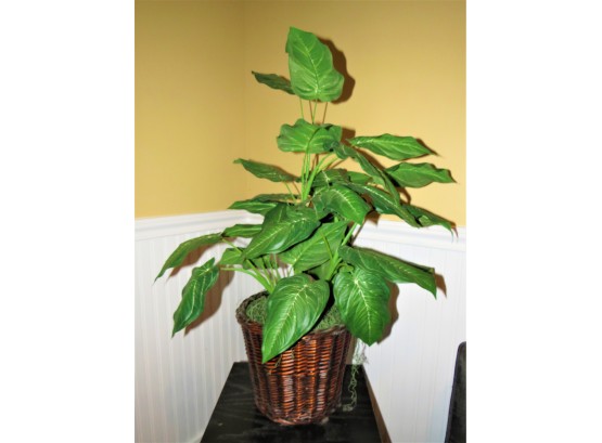 Basket Planter With Artificial Plant