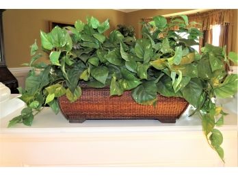 Basket Woven Planter With Artificial Plant