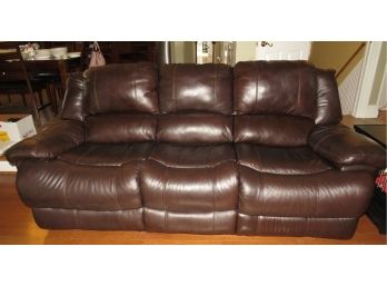 Brown Leather Sofa With 2 Electric Reclining Seats