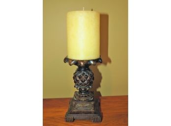 Pillar Candle Holder With Candle