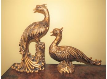 Peacock Resin Figurines - Set Of 2