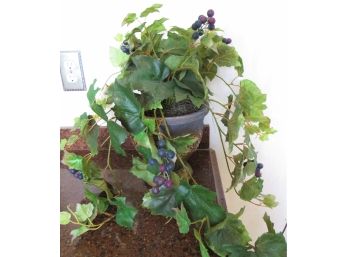 Ceramic Pot With Grape Leaf Artificial Plant