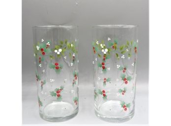 Libbey Holiday Holly Berry Drinking Glasses - Set Of 16