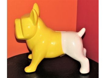 Yellow/white Bulldog Ceramic Coin Bank