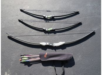 Barnett Bows, Arrows In Carry Case - 3 Bows/9 Arrows
