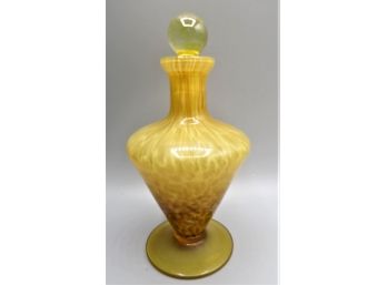 Handblown Amber Art Glass Bottle With Stopper