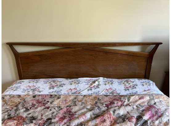 Mid Century Walnut Lacquered Queen Size Headboard