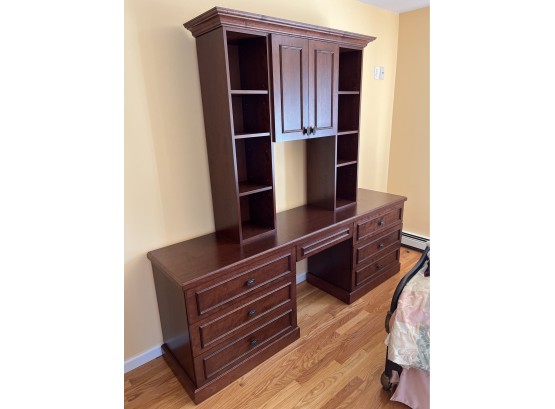 Wooden 7-drawer Computer Desk With Hutch
