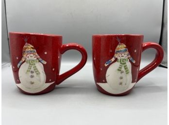 Oneida Holiday Pattern Ceramic Mugs - 4 Total