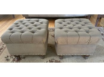 Yi-tong Industries Micro-suede Studded Tufted Ottomans - 2 Total