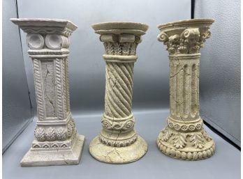 Decorative Resin Pillar Style Votive Holders - 3 Total
