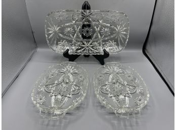 Cut Glass Dish Set - 3 Total
