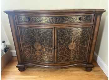 Klaussner Abeline Ornate Wooden Metal Embossed Credenza With Cabinet And Drawer