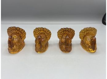 Amber Glass Turkey Style Taper Holders - 4 Total