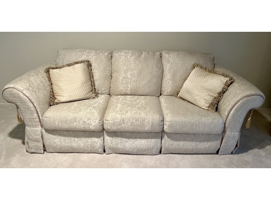 Decor-rest Furniture Fall Ivory Pattern Sofa With Two Throw Pillows