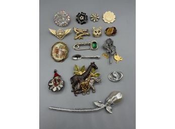 Vintage Brooch Pins - Assorted Lot - 16 Total