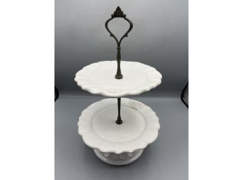 The National Trust Ceramic Crown Pattern Two-tier Cake Stand