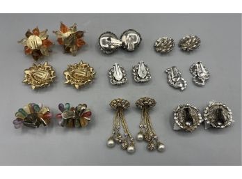Vintage Costume Jewelry Clip-on Earrings - 9 Sets Total