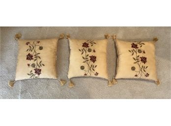 Decorative Floral Pattern Throw Pillows - 3 Total