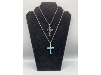 Costume Jewelry Cross Necklaces - 2 Total
