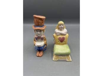 Applause Ceramic Hand Painted Alice And Mad Hatter Salt And Pepper Shaker Set