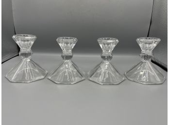 Decorative Cut Glass Candlestick Holders - 4 Total