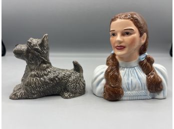 Dorothy And Toto Ceramic Hand Painted Salt And Pepper Shaker Set