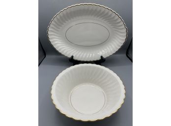 Syracuse China Standish Pattern Serving Platter With Bowl