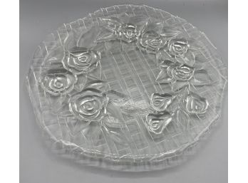 Cut Glass Rose Pattern Serving Platter