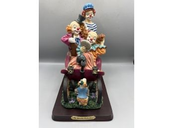 The Mirella Collection - Hand Painted Resin Clown Figurine On Wood Base