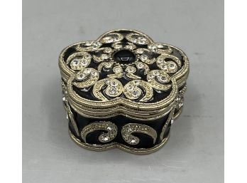 Hand Painted Jeweled Enamel Rhinestone Trinket Box